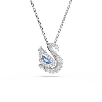 Swarovski - Pendente Swan - Zirconia Blu - Placcatura Rodio