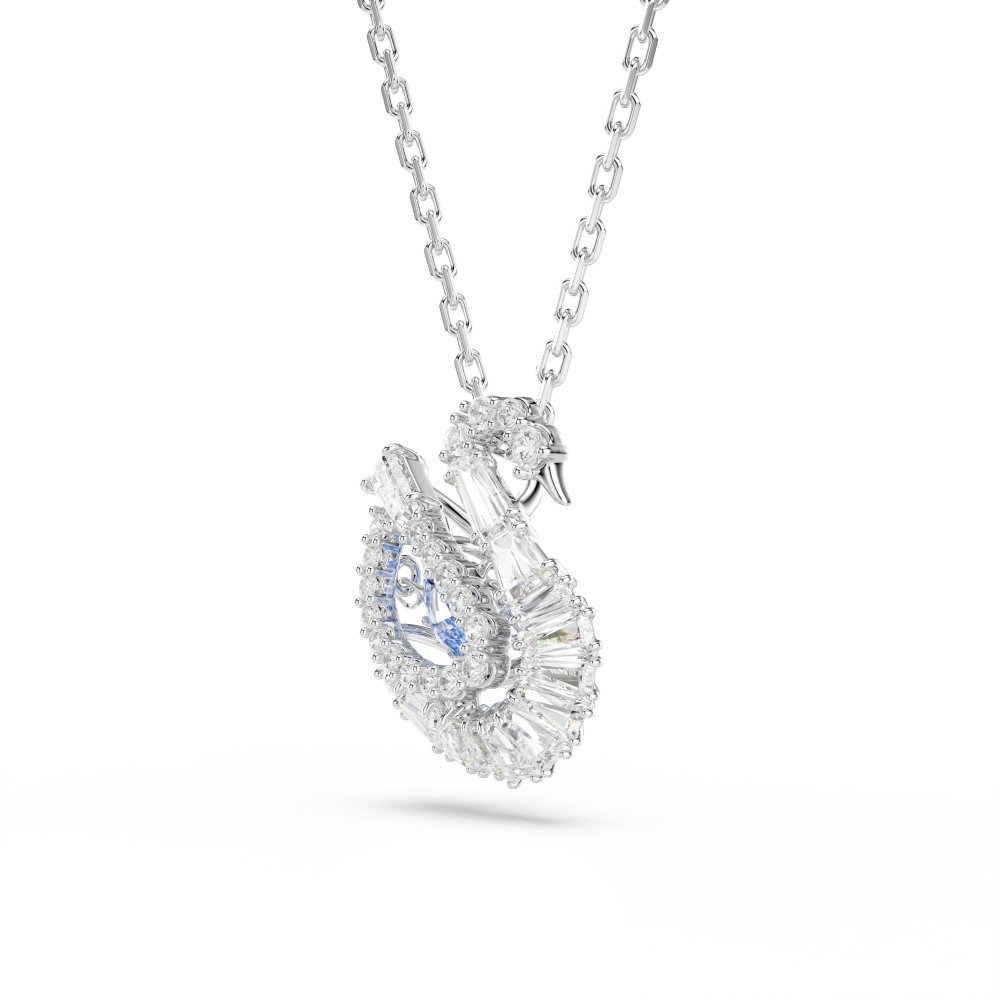 Swarovski - Pendente Swan - Zirconia Blu - Placcatura Rodio
