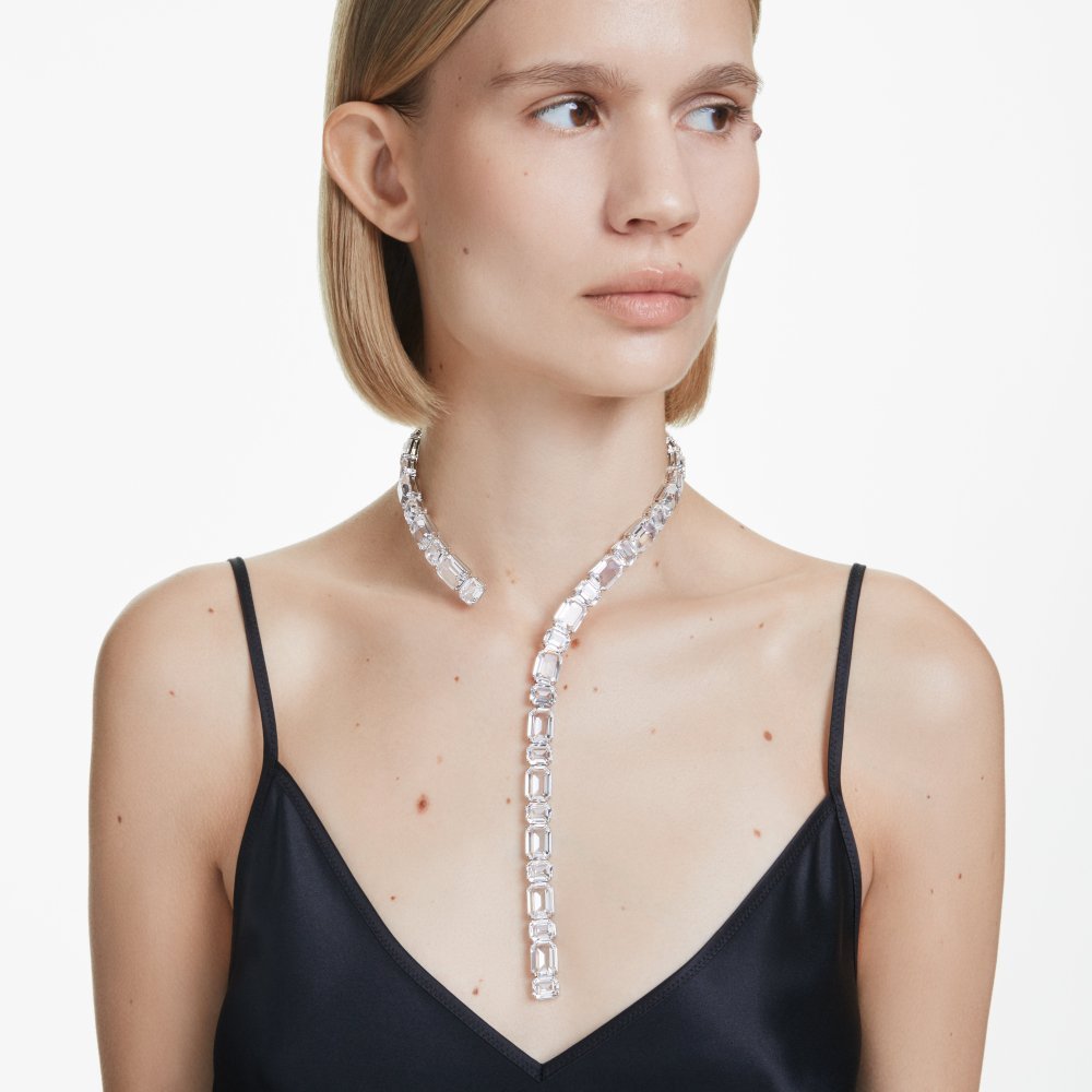 Swarovski - Collana Millenia - Cristalli Bianchi - Placcatura Rodio