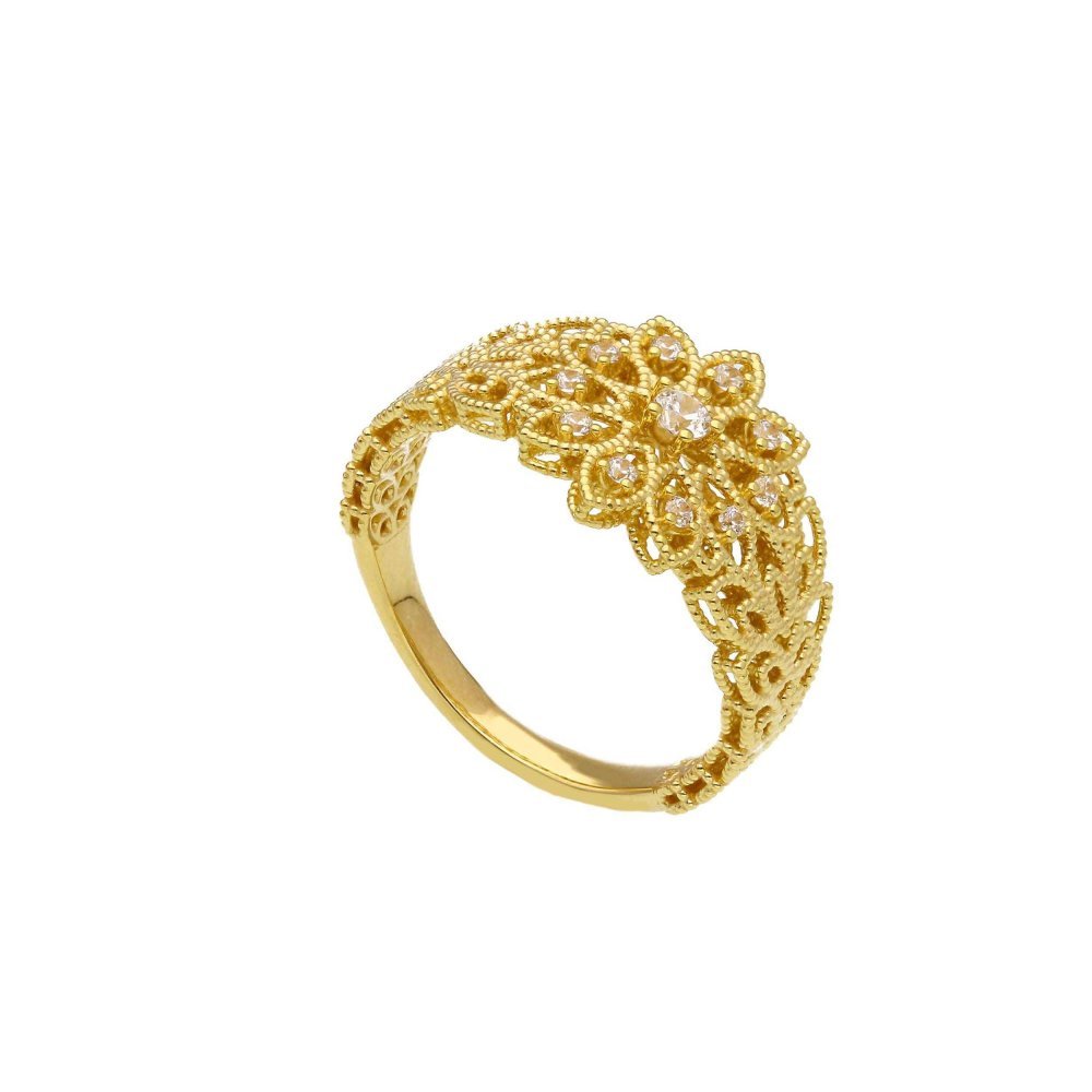 Songa Antonio - Anello Fascia - Oro Giallo - Zirconia Cubica