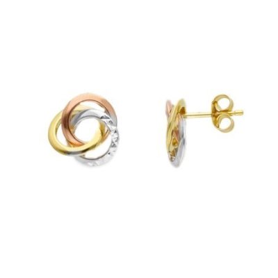 Songa Antonio - Orecchini A Lobo - Oro Tre Colori - 18 Ct