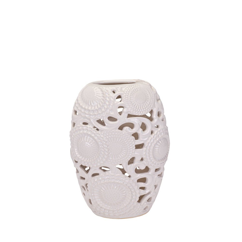 Henriette - Vaso Kyoto - Ceramica Bianco - 15X20 Cm