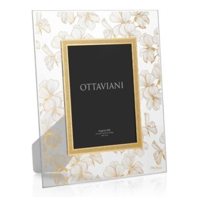 Ottaviani - Portafoto Fiori Di Pesco - Cristallo - Finitura Oro