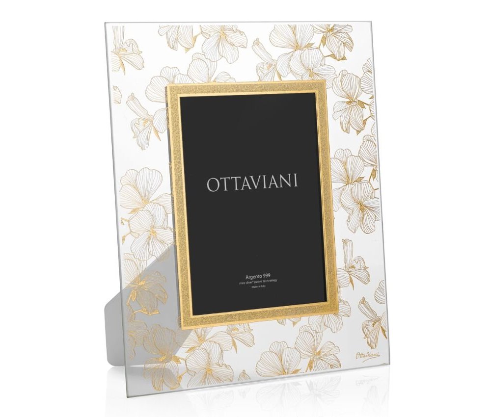 Ottaviani - Portafoto Fiori Di Pesco - Cristallo - Finitura Oro