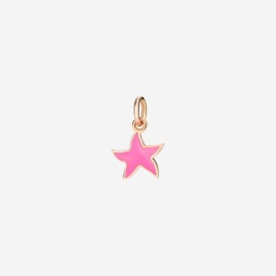 Dodo - Ciondolo Stellina - Oro Rosa 9K - Smalto Rosa Fluo