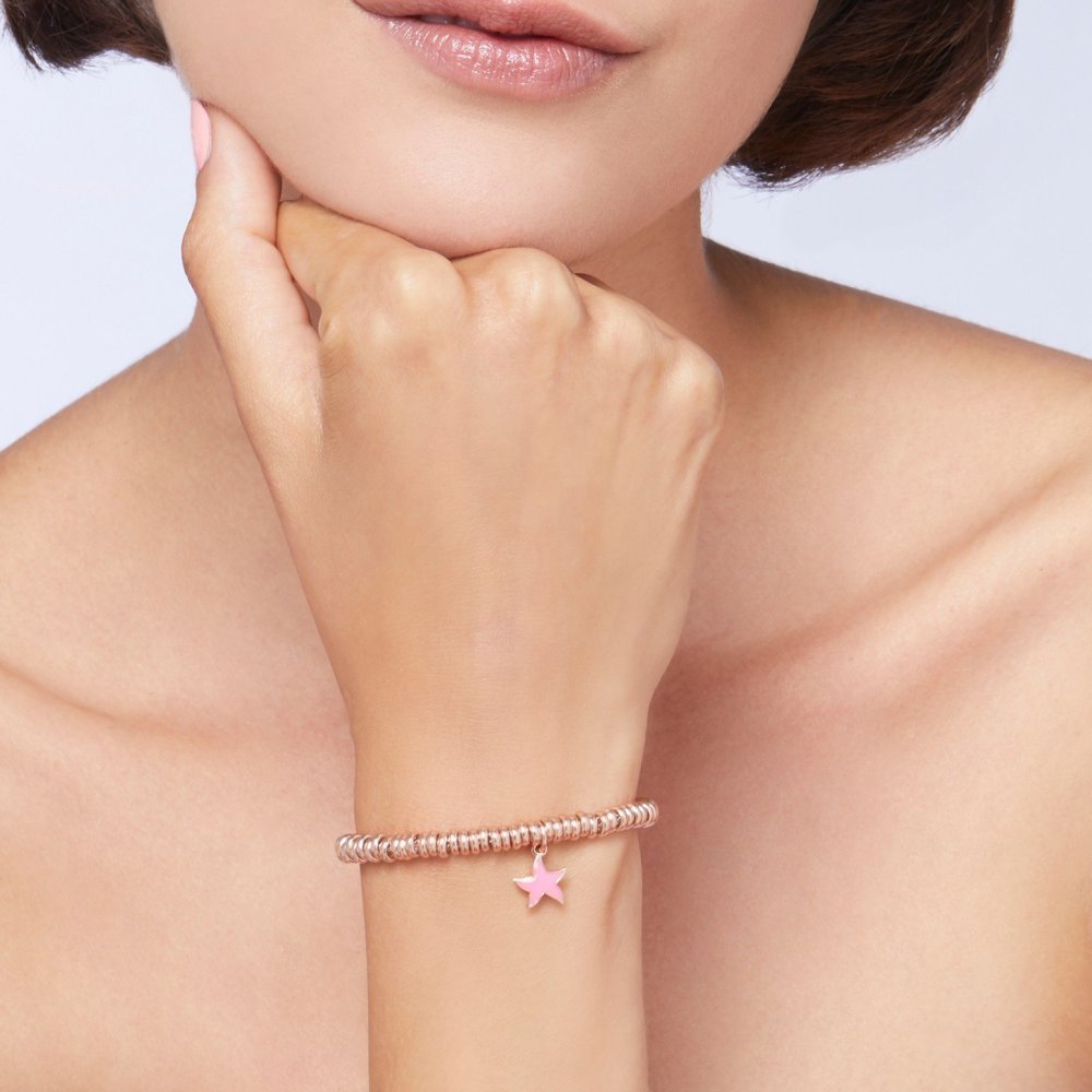 Dodo - Ciondolo Stellina - Oro Rosa 9K - Smalto Rosa Fluo