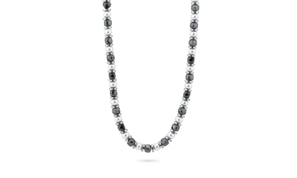 Boccadamo - Collana Uomo Agr249N - Acciaio - Onice E Perle