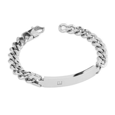 Boccadamo - Abr743 Bracciale Uomo - Acciaio - Cristallo Bianco