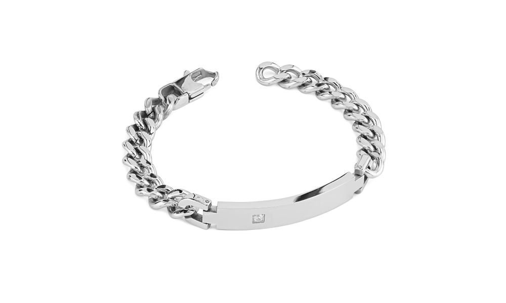 Boccadamo - Abr743 Bracciale Uomo - Acciaio - Cristallo Bianco