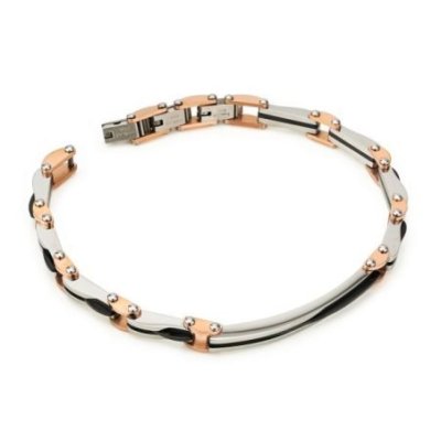 Boccadamo - Bracciale Uomo Modulare - Oro Rosa - Fasce Nere