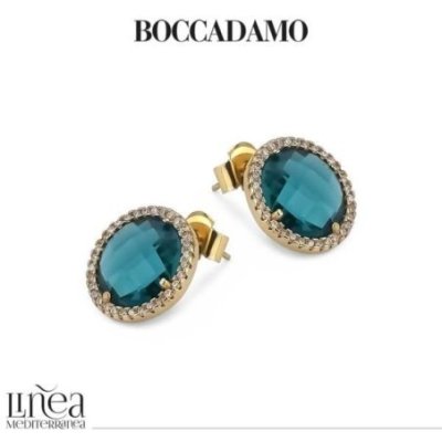Boccadamo - Orecchini A Lobo Con Cristallo Verde - Bronzo Placcato