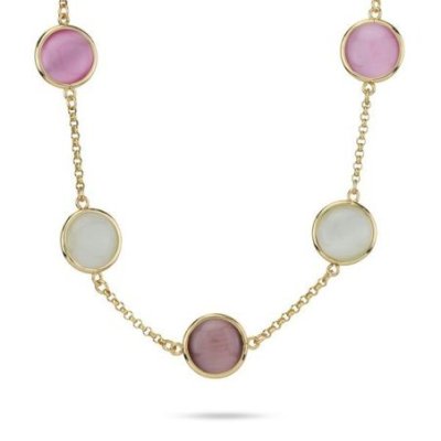 Boccadamo - Collana Placcata Oro Giallo - Cristalli Rosa - Madreperla