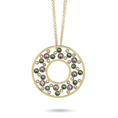 Boccadamo - Collana Doppio Cerchio - Cristalli Verde - Placcata Oro
