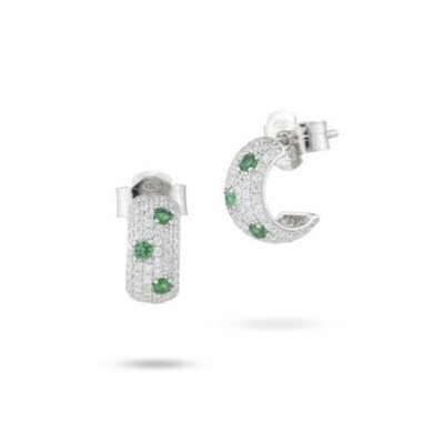 Boccadamo - Or879V Orecchini Semicerchio - Argento - Zirconi Verdi