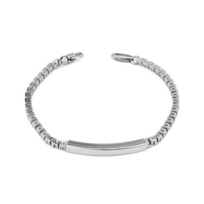 Boccadamo - Bracciale Maglia Cubica - Argento - Placca Liscia
