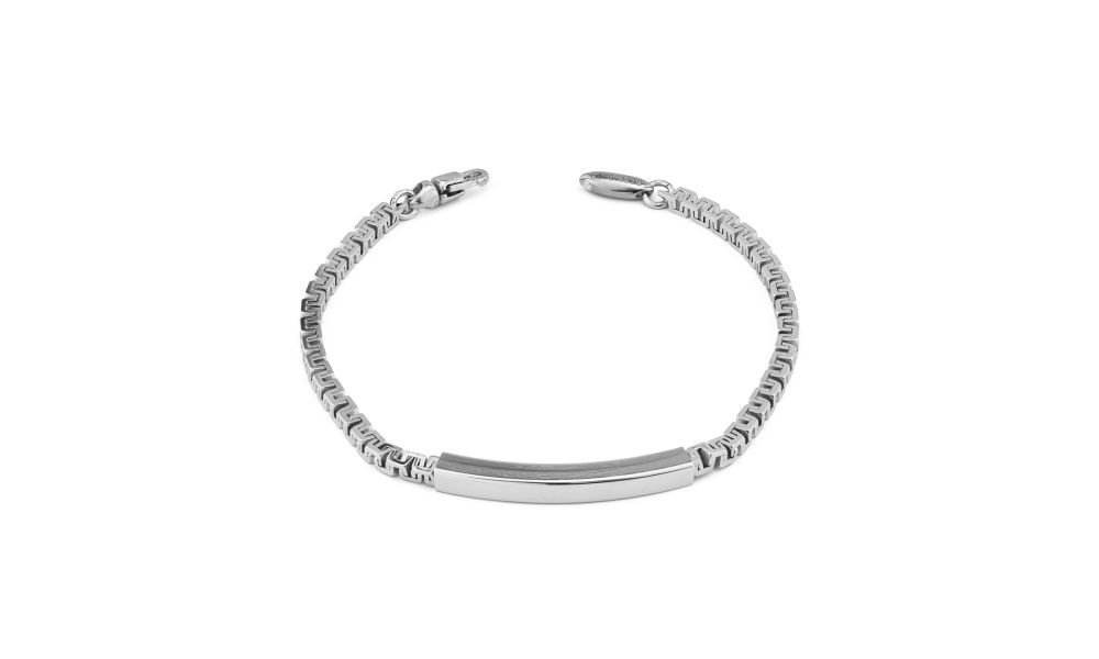 Boccadamo - Bracciale Maglia Cubica - Argento - Placca Liscia