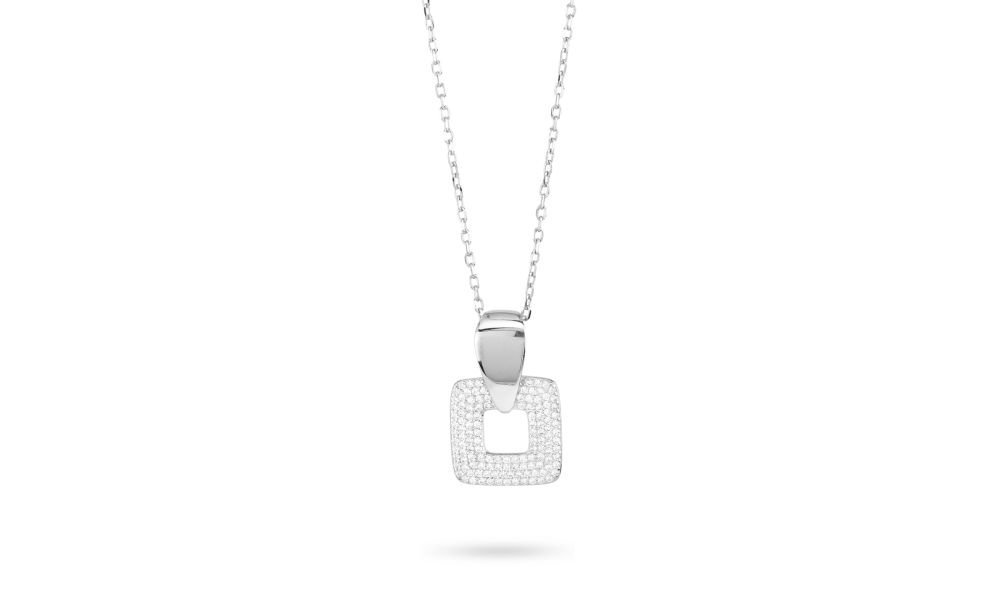 Boccadamo - Gr919 Collana Argento - Pendente Quadrato - Zirconi