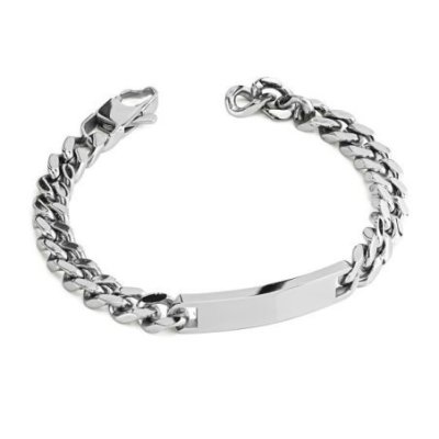Boccadamo - Bracciale Uomo Maglia Grumetta - Acciaio - Placca Rettangolare
