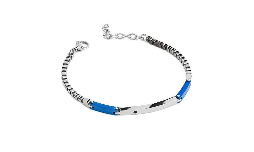 Boccadamo - Bracciale Uomo Maglia Cubica - Acciaio - Giallo Ambra