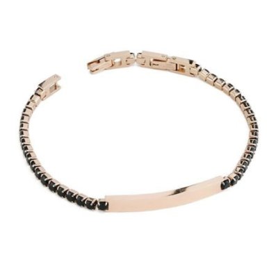 Boccadamo - Bracciale Tennis Uomo - Oro Rosa - Moduli Neri