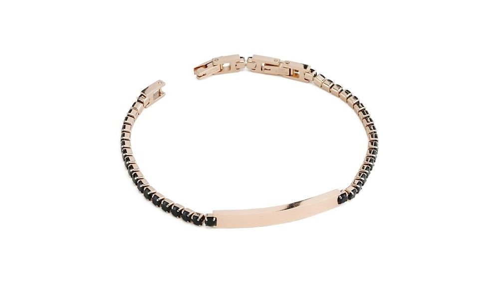 Boccadamo - Bracciale Tennis Uomo - Oro Rosa - Moduli Neri