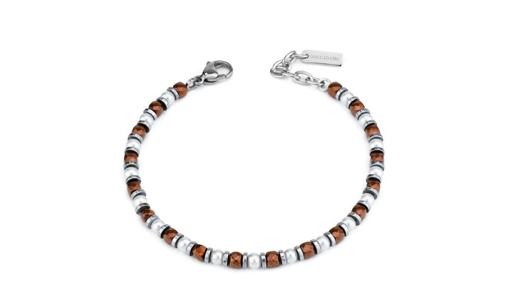 Boccadamo - Bracciale Uomo - Occhio Di Tigre - Perle Sintetiche