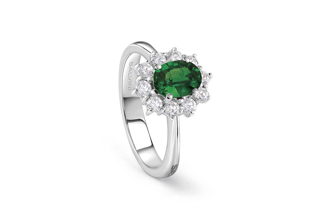 Salvini - Anello Love For Color - Oro Bianco - Diamante - Smeraldo