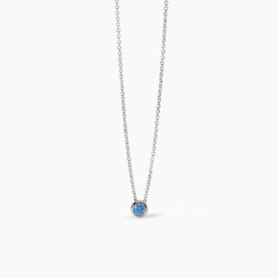 Mabina - Girocollo Bambina Argento - Zircone Azzurro - Regolabile