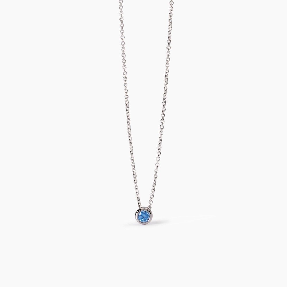Mabina - Girocollo Bambina Argento - Zircone Azzurro - Regolabile