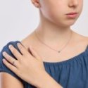 Mabina - Girocollo Bambina Argento - Zircone Azzurro - Regolabile