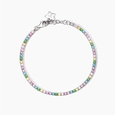 Mabina - Bracciale Tennis Bambina - Argento - Zirconi Multicolor