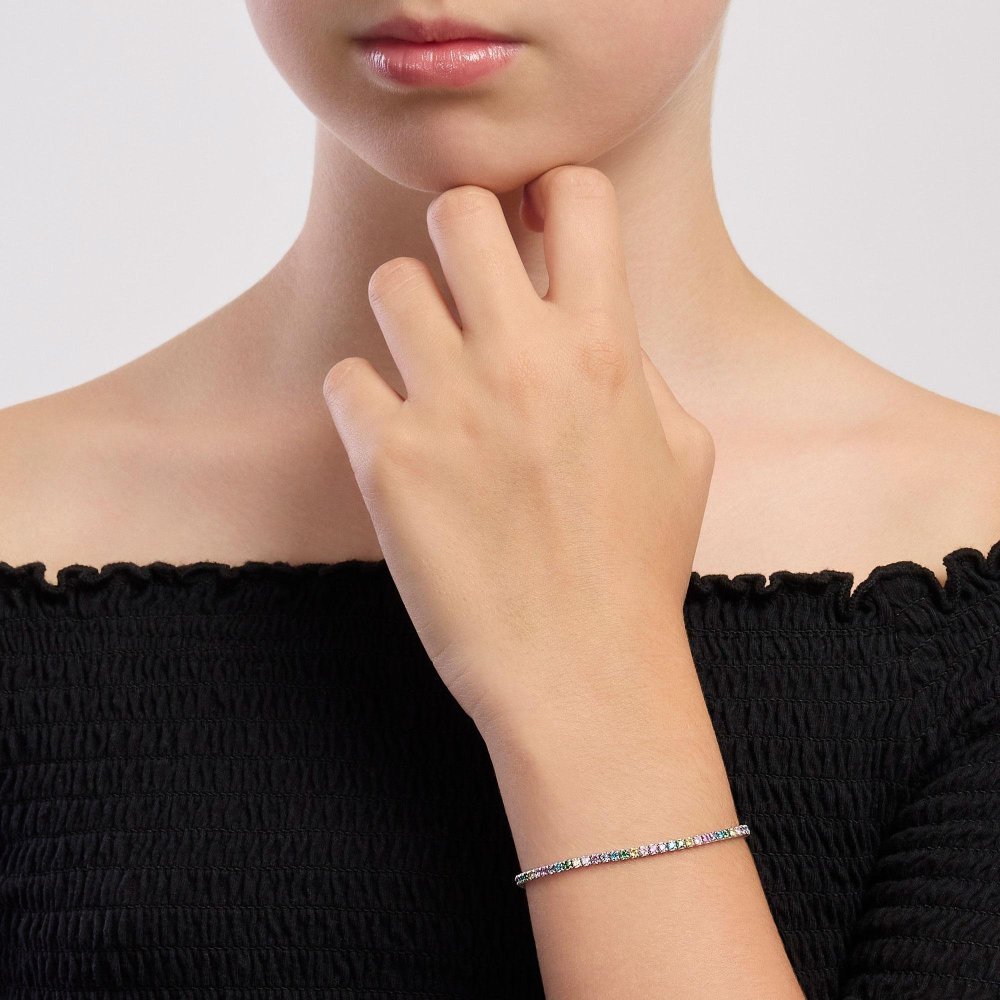 Mabina - Bracciale Tennis Bambina - Argento - Zirconi Multicolor