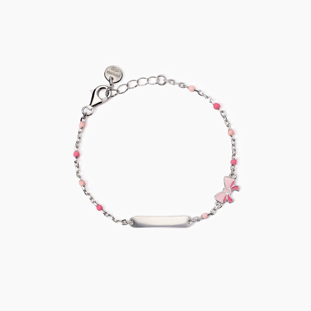 Mabina - Bracciale Pink Lady-Tag - Argento 925 - Fiocchetto Smaltato