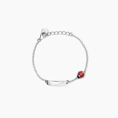 Mabina - Bracciale Neonato Argento - Coccinella - Personalizzabile