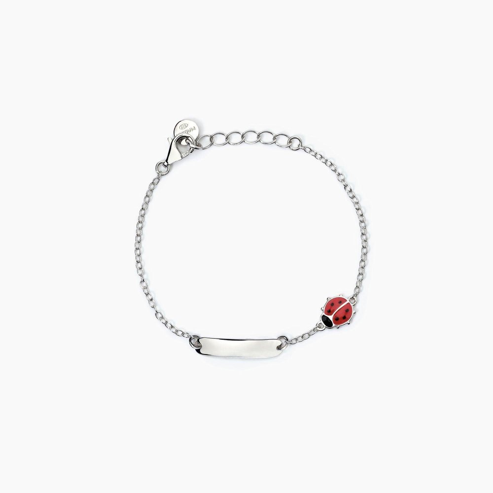 Mabina - Bracciale Neonato Argento - Coccinella - Personalizzabile