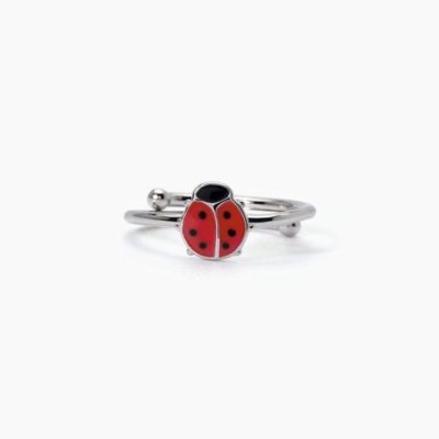 Mabina - Anello Coccinella Bambina - Argento 925 - Regolabile
