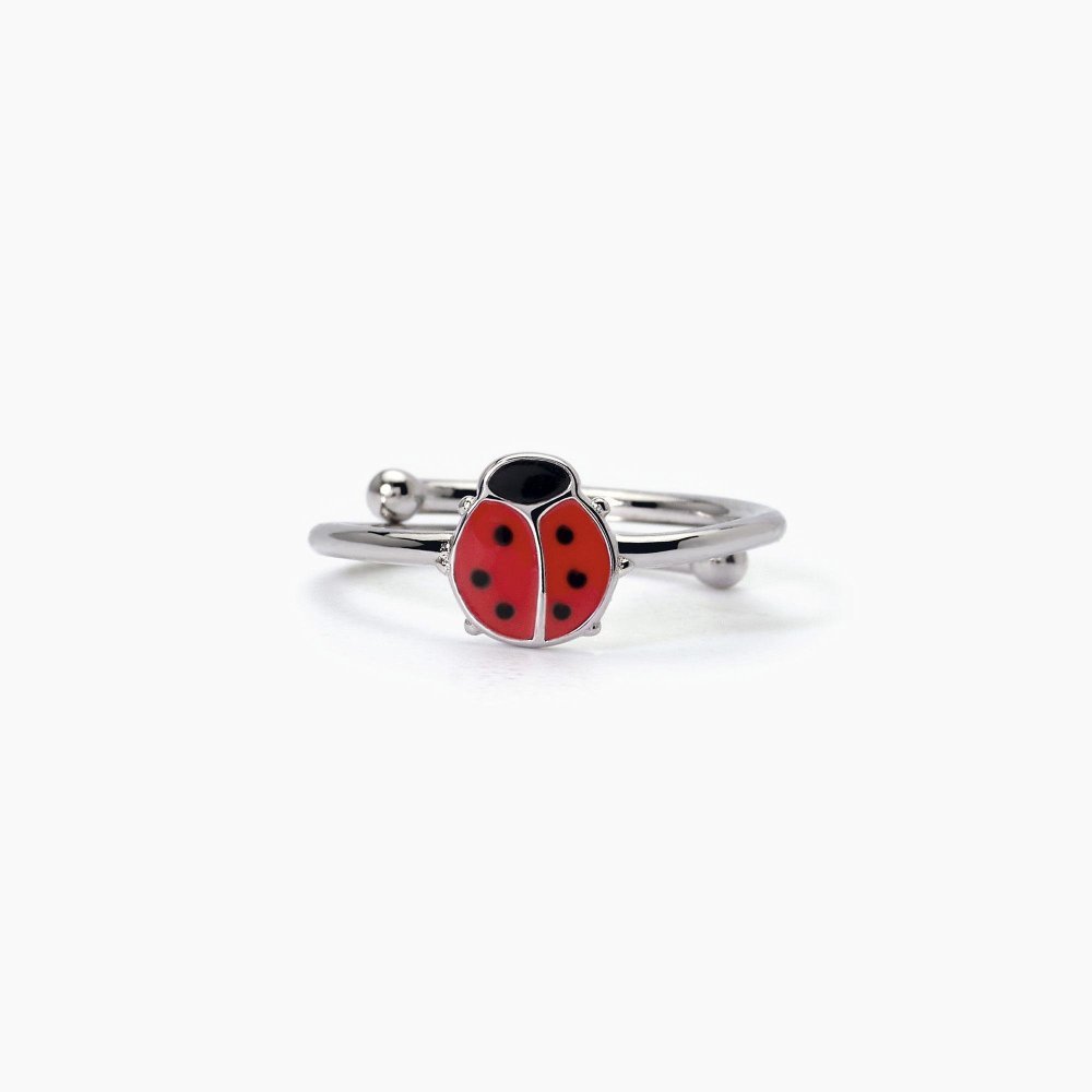 Mabina - Anello Coccinella Bambina - Argento 925 - Regolabile