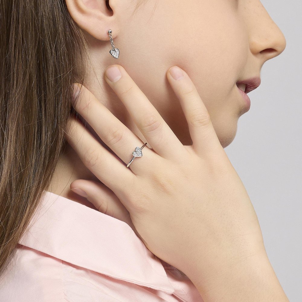 Mabina - Anello Mon Amour - Argento 925 - Cuore Pavè