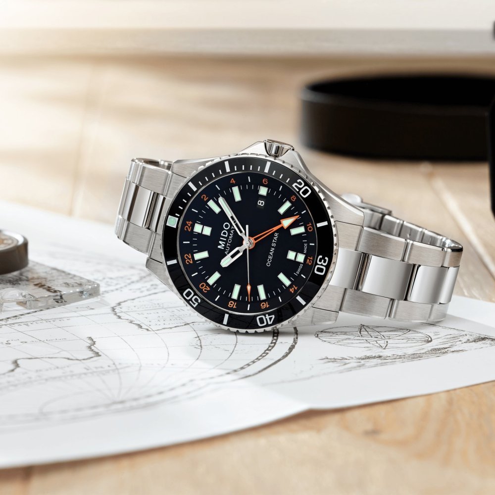 Mido - Ocean Star Gmt - Acciaio E Ceramica - Quadrante Nero