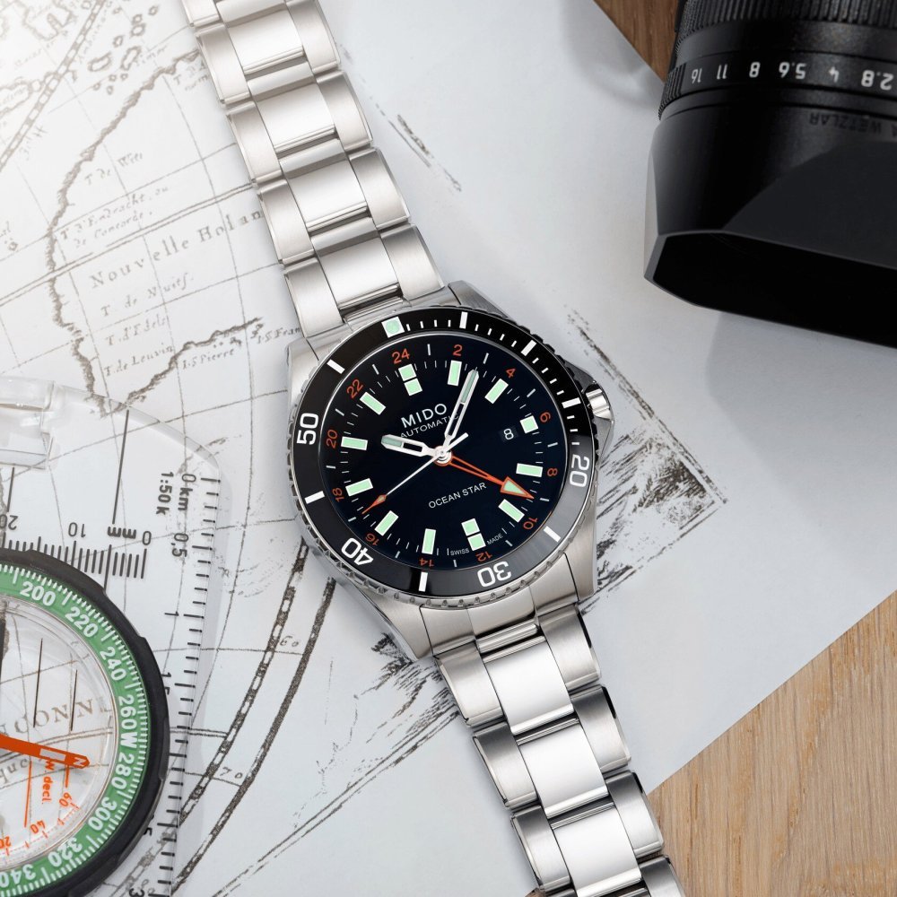 Mido - Ocean Star Gmt - Acciaio E Ceramica - Quadrante Nero