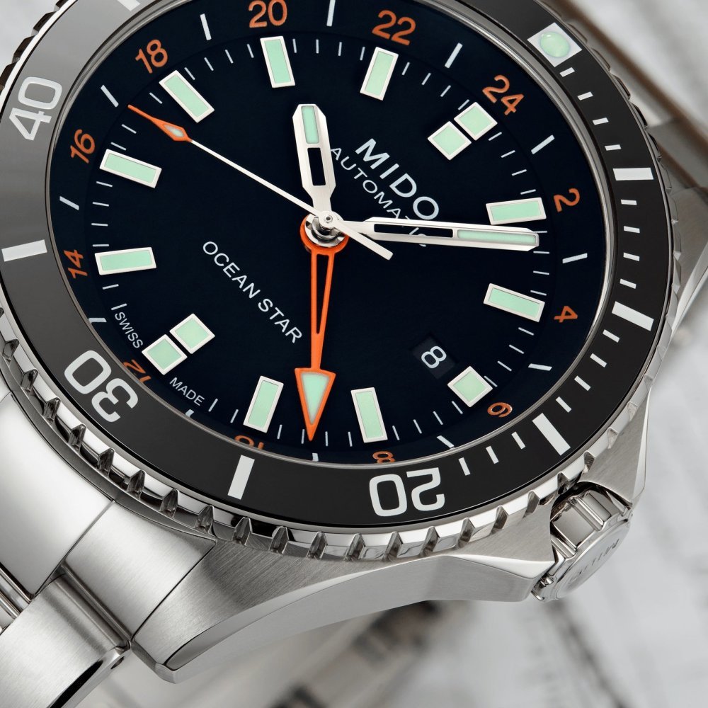 Mido - Ocean Star Gmt - Acciaio E Ceramica - Quadrante Nero