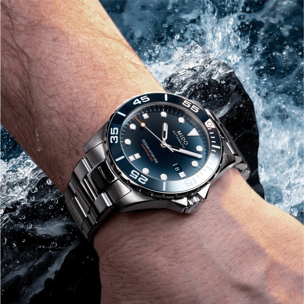 Mido - Ocean Star 600 Chronometer - Acciaio - Quadrante Blu
