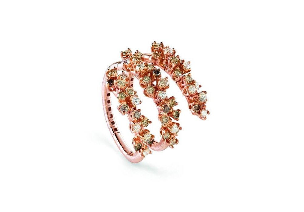 Damiani - Anello Mimosa Flexi - Oro Rosa - Diamante Brown