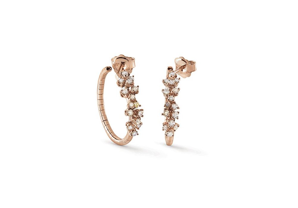Damiani - Orecchini Mimosa Flexi - Oro Rosa - Diamante Brown
