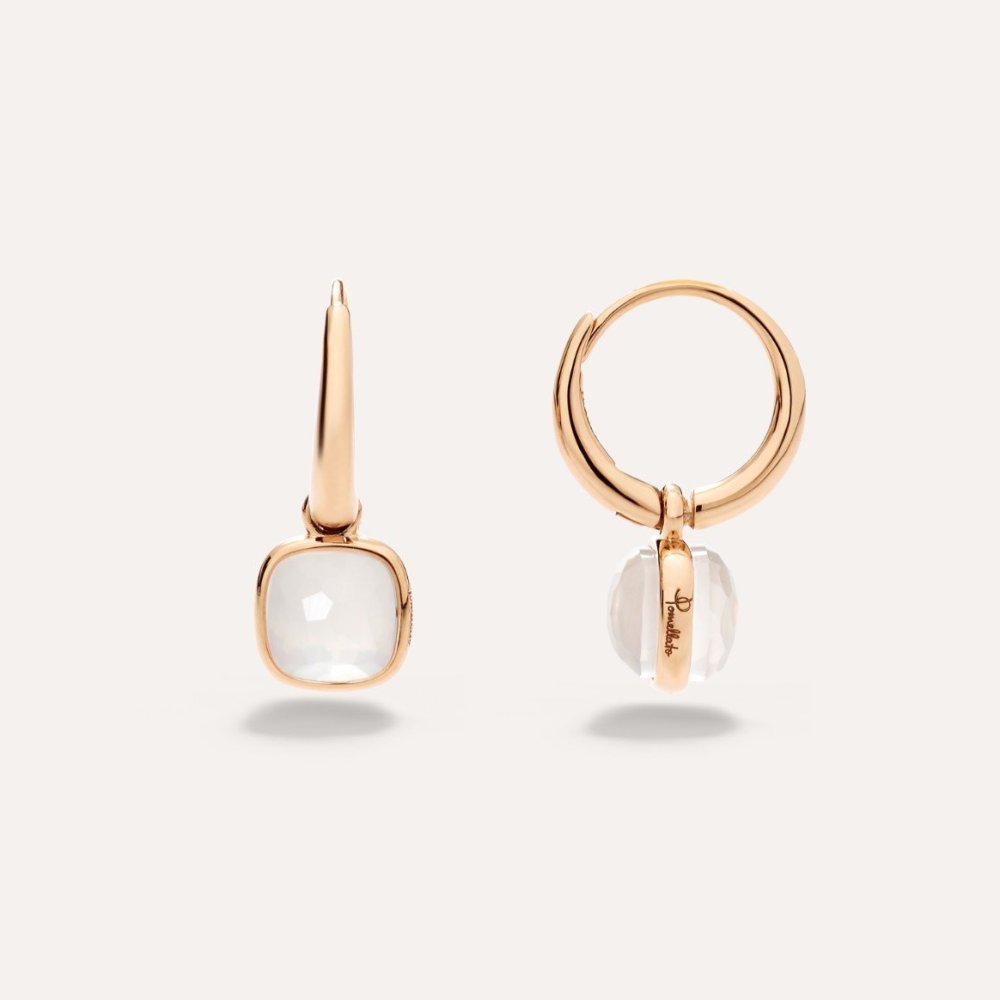 Pomellato - Orecchini Nudo Mini - Oro Rosa - Quarzo Latteo