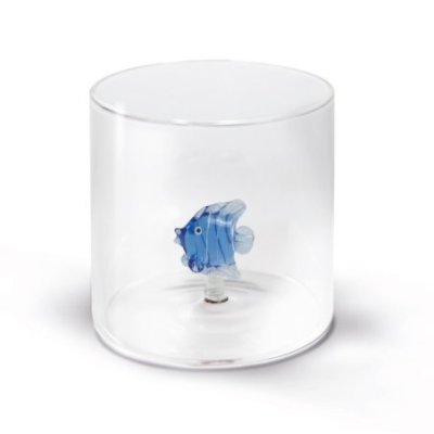 Wd Lifestyle - Bicchiere Pesce Azzurro - Vetro Borosilicato - Artigianale