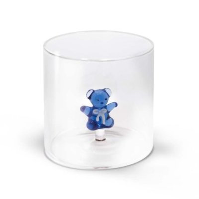 Wd Lifestyle - Bicchiere Orsetto Azzurro - Vetro Borosilicato - Colorato