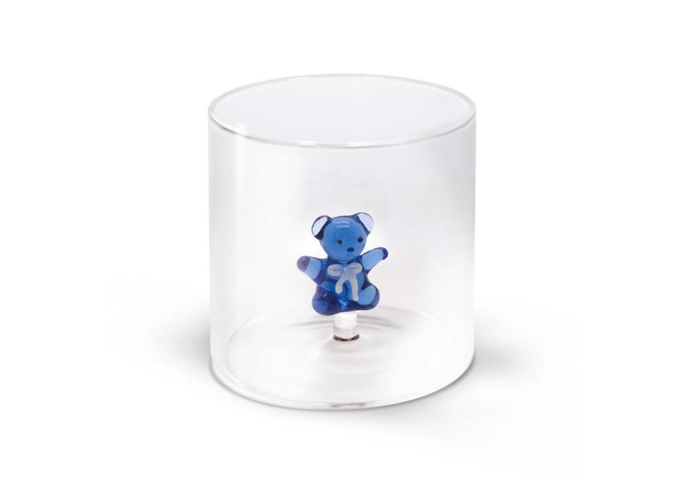 Wd Lifestyle - Bicchiere Orsetto Azzurro - Vetro Borosilicato - Colorato