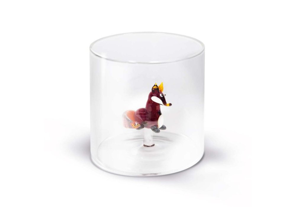 Wd Lifestyle - Bicchiere Vetro Borosilicato - Figura Volpe - Colorato