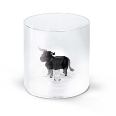 Wd Lifestyle - Bicchiere Vetro Borosilicato - Figura Toro - Colorato